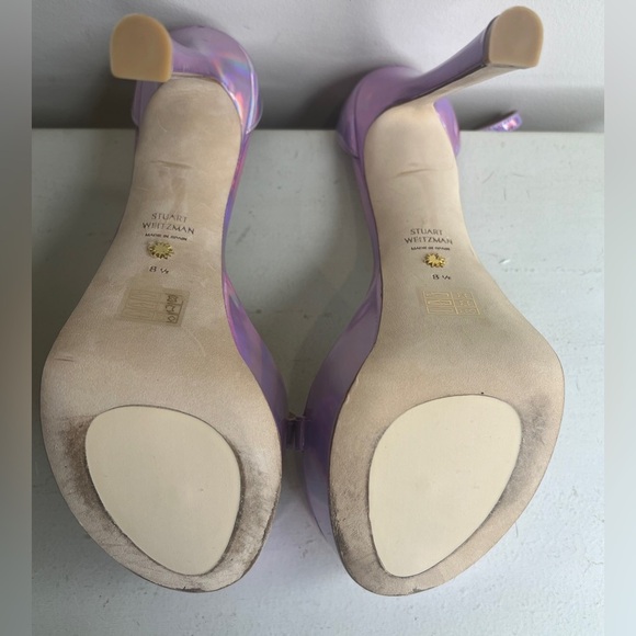 Stuart Weitzman Nudistcurve Hollywood Pink Iridescent Heels 8.5 Platform Sandals - Picture 9 of 12